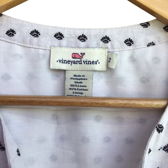 Vineyard Vines Boho Geometric Linen Blend Short Sleeve Shift Dress Size 2 NEW - Picture 3 of 7